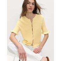 M&S Cotton Rich Ruffle Detail Cardigan Pale Yellow