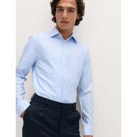 M&S Ultimate Extra Slim Non Iron Pure Cotton Shirt Light Blue
