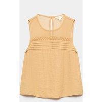 Per Una Lace Insert Mesh Yoke Sleeveless Top Sandstone