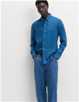 M&S Pure Linen Garment Dye Shirt Emerald