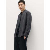 M&S Pure Linen Garment Dye Shirt Charcoal