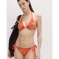 M&S Cornelli Tie Side Bikini Bottoms Bright Orange
