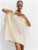 Pure Cotton Floral Detail Mini Kaftan