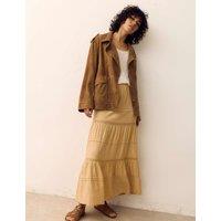 Per Una Lace Detail Pintuck Maxi Tiered Skirt Sandstone