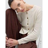M&S Cotton Rich Button Through Cropped Cardigan Light Natural