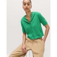 M&S Cotton Blend Sailor Collared Cardigan Bright Green