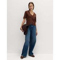 M&S V-Neck Button Through Slim Fit Cardigan Conker