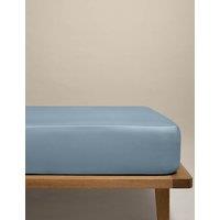 M&S Egyptian Cotton 400 Thread Count Silky Deep Fitted Sheet Dusty Blue