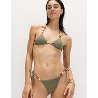 M&S Beaded Triangle Bikini Top Dark Khaki