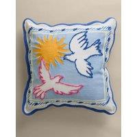 M&S Pure Cotton Dolce Vita Bird Outdoor Cushion Blue Mix