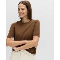 M&S Cotton Rich Boucle Slim Fit Knitted Top Olive