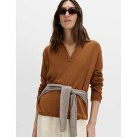 M&S Collared Knitted Top with Linen Copper Tan