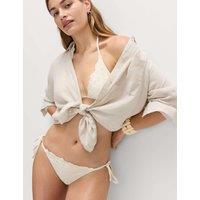 M&S Floral Tie Side Bikini Bottoms Ivory