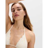M&S Floral Embroidered Triangle Bikini Top Ivory