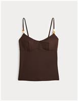 M&S Bead Detail Scoop Neck Tankini Top Peat
