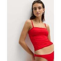 M&S Square Neck Tummy Control Ruched Tankini Lacquer Red