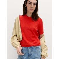 M&S Cotton Rich Boucle Slim Fit Knitted Top Chilli