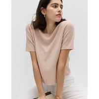 M&S Cotton Rich Boucle Slim Fit Knitted Top Cream