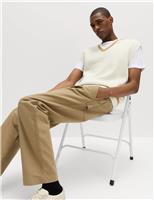 Cotton Blend Tipped V-Neck Knitted Vest