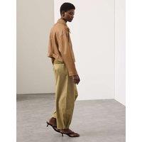 Autograph Pure Cotton Drawstring Barrel Trousers Antique Brass