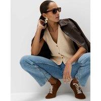 M&S Cotton Blend Ribbed Knitted Waistcoat Cream