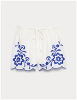 Pure Cotton Embroidered Beach Shorts