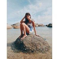 M&S Pure Cotton Embroidered Beach Shorts Blue Mix