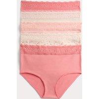 M&S 5pk Cotton Rich Printed Full Briefs Coral