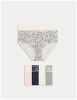M&S 5pk Cotton Rich Printed Full Briefs Coral
