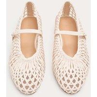 M&S Woven Flat Mary Jane Ballet Pumps Soft White