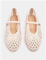 Woven Flat Mary Jane Ballet Pumps