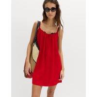 M&S Tie Front Strappy Mini Slip Dress Lacquer Red