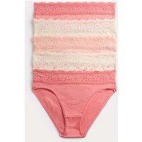 M&S 5pk Cotton Rich Printed High Leg Knickers Coral