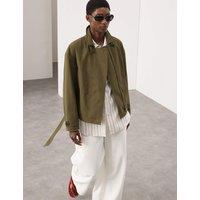 Autograph Belted Cropped Trench Coat Khaki