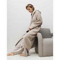 M&S X Kelly Hoppen Pure Cotton Towelling Hooded Dressing Gown Neutral