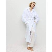 M&S X Kelly Hoppen Pure Cotton Towelling Hooded Dressing Gown Cream