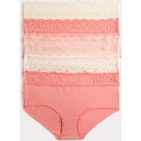 M&S 5pk Cotton Rich Printed High Rise Shorts Coral