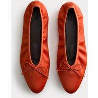 M&S Satin Flat Ballet Pumps Orange