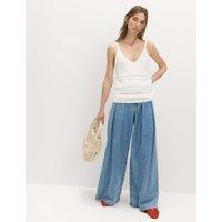 M&S Cotton Rich Textured V-Neck Knitted Vest Soft White