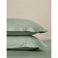 M&S 2 Pack Egyptian Cotton 400 Thread Count Silky Oxford Pillowcases Sage
