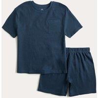M&S Pure Cotton Navy Waffle Short Pyjamas (1-16 Yrs) Navy