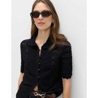 M&S Cotton Blend Open Stitch Cardigan Midnight Navy