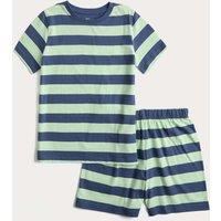 M&S Pure Cotton Striped Short Pyjamas (1-16 Yrs) Blue