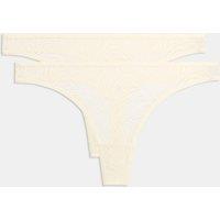 Body by M&S 2 Pack Body Lace Thongs Ivory