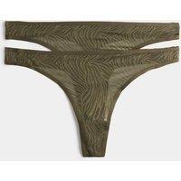 Body by M&S 2 Pack Body Lace Thongs Dark Olive