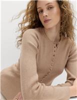 Soft Touch Crew Neck Peplum Fitted Cardigan