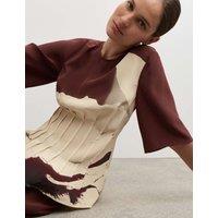 JAEGER Pure Silk Floral Top Burgundy Mix