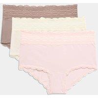 M&S 3pk Cotton Rich High Rise Shorts Oatmeal Mix