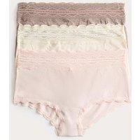 M&S 3pk Cotton Rich High Rise Shorts Oatmeal Mix