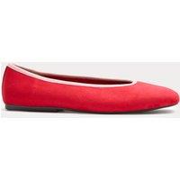 M&S Contrast Trim Flat Ballet Pumps Red Mix
